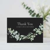 Modern Greenery Black Sage Einfach Vielen Dank Dankeskarte (Stehend Vorderseite)