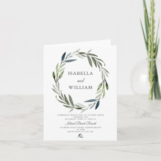Modern Greenery Boho Wedding Einladung (Vorderseite)