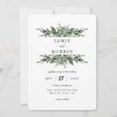 Modern Greenery Bouquets Wedding Einladung (Vorderseite)