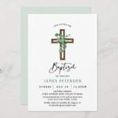 Modern Greenery Boy Taufe Einladung (Vorne/Hinten)