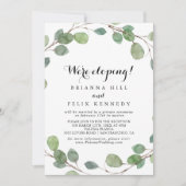 Modern Greenery Calligraphy Elopement Empfang Einladung (Vorderseite)