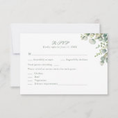 Modern Greenery Eucalyptus Wedding RSVP Card (Vorderseite)