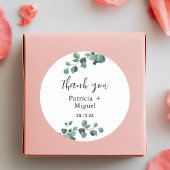 Modern Greenery Eucalyptus Wedding Vielen Dank Runder Aufkleber