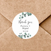 Modern Greenery Eucalyptus Wedding Vielen Dank Runder Aufkleber