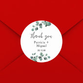 Modern Greenery Eucalyptus Wedding Vielen Dank Runder Aufkleber