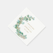 Modern Greenery Gold Eucalyptus Watercolor Wedding Serviette (Ecke)