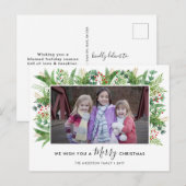 Modern Greenery Holly Pines Frohe Weihnachten Foto (Vorne/Hinten)