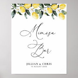 Modern Greenery Lemon Floral mimosa Bar Poster