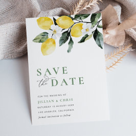 Modern Greenery Lemon Floral Save the Date Card Einladung