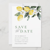 Modern Greenery Lemon Floral Save the Date Card Einladung (Vorderseite)