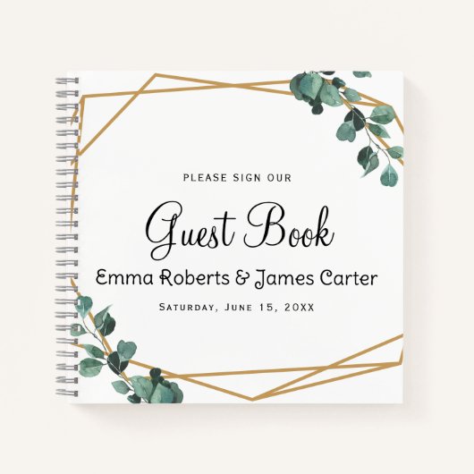 Modern Greenery Minimalist Guest Book Notizblock (Vorderseite)