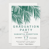 Modern greenery palm tree elegant graduation party einladung (Vorne/Hinten)