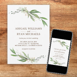 Modern Greenery Sage Green Boho Eucalyptus Wedding Einladung