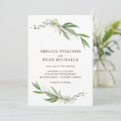 Modern Greenery Sage Green Boho Eucalyptus Wedding Einladung (Stehend Vorderseite)