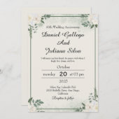 Modern Greenery Wedding Anniversary Invitations Einladung (Vorne/Hinten)