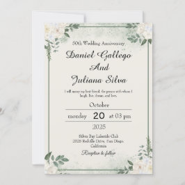Modern Greenery Wedding Anniversary Invitations Einladung