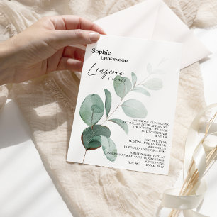Modern Greenery White Bridal Lingerie Shower Einladung