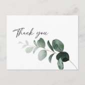 Modern Greenery White Wedding Danke Postcard Postkarte (Vorderseite)