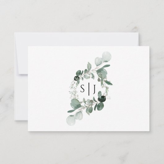 Modern Greenery White Wedding Simple RSVP Card (Rückseite)