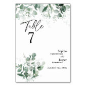 Modern Greenery White Wedding Tischnummer Card (Vorderseite)
