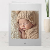 Modern Grey and White Photo Birth Announcement Dankeskarte (Rückseite)