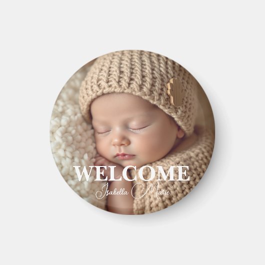 Modern Grey and White Photo Birth Announcement Magnet (Vorne)