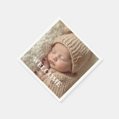 Modern Grey and White Photo Birth Announcement Serviette (Ecke)