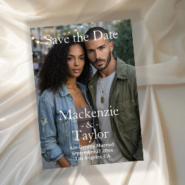 Modern Grey and White Photo Save the Date Einladung