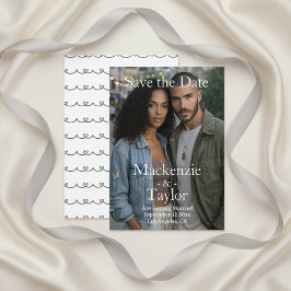 Modern Grey and White Photo Save the Date Einladung