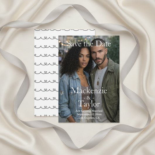 Modern Grey and White Photo Save the Date Einladung