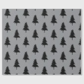 Modern Grey Black Christmas Tree Pattern Holiday Geschenkpapier (Flach)