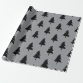 Modern Grey Black Christmas Tree Pattern Holiday Geschenkpapier (Ungerollt)