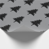 Modern Grey Black Christmas Tree Pattern Holiday Geschenkpapier (Ecke)