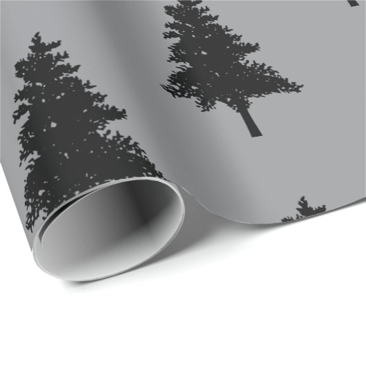 Modern Grey Black Christmas Tree Pattern Holiday Geschenkpapier (Rolleneckpunkt)