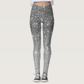 Modern Grey Glitter Sparkles Personalized Name Leggings (Vorderseite)