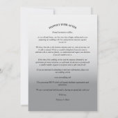 Modern Grey Gradient Elegant Photo Script Wedding Save The Date (Rückseite)