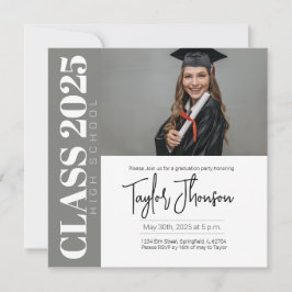 Modern grey Graduation Party Invitation With photo Einladung