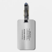 Modern Grey Metallic Black Monogram Brushed Gepäckanhänger (Rückseite vertikal)