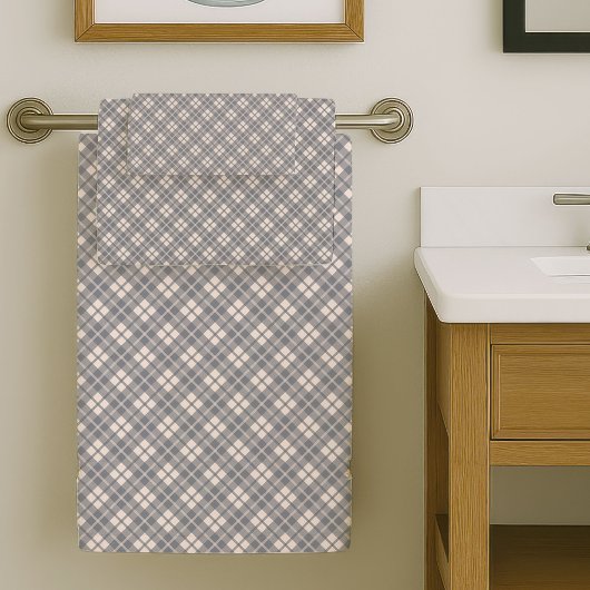 Modern Grey Plaid Towels Chic and Cozy Accent Badhandtuch Set