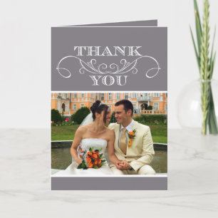 Modern Grey Swirl Wedding Thank You Cards Dankeskarte