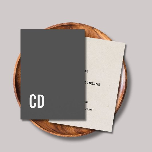 Modern Grey Texture Beige Bold White Monogram Visitenkarte