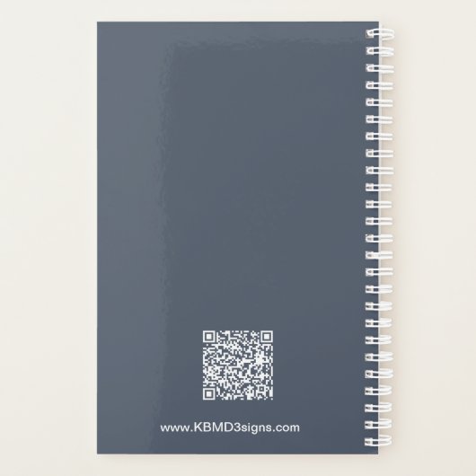 Modern Grey White Dumbbell Motto Workout Schedule Planer (Rückseite)