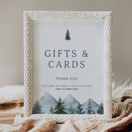 Modern Grey Wilderness Winter Baby Shower Sign Fotodruck