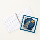 Modern Grey Wolf Howling at the Moon Notizblock (Innenseite)