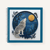 Modern Grey Wolf Howling at the Moon Notizblock (Vorderseite)