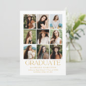 Modern Grid Gold 9 Foto Collage Abschluss Ankündigung (Stehend Vorderseite)