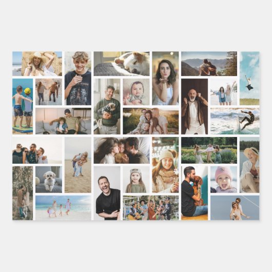 Modern Grid Photo Collage 'Create your Own' Geschenkpapier Set (Vorderseite)