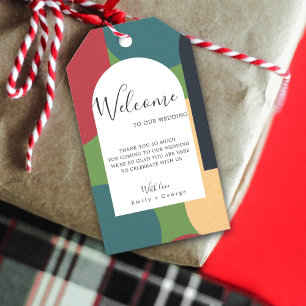 Modern Groovy Colorful Abstract Chic Retro Wedding Geschenkanhänger