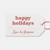 Modern Groovy Happy Holidays Weihnachten Geschenkanhänger (Vorderseite (Horizontal))