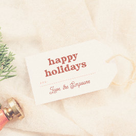 Modern Groovy Happy Holidays Weihnachten Geschenkanhänger